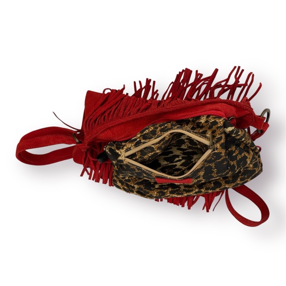 🛍️SALE🛍️ Vintage Women’s 100% Genuine Leather Suede FRINGE CROSSBODY BAG - Picture 11 of 14